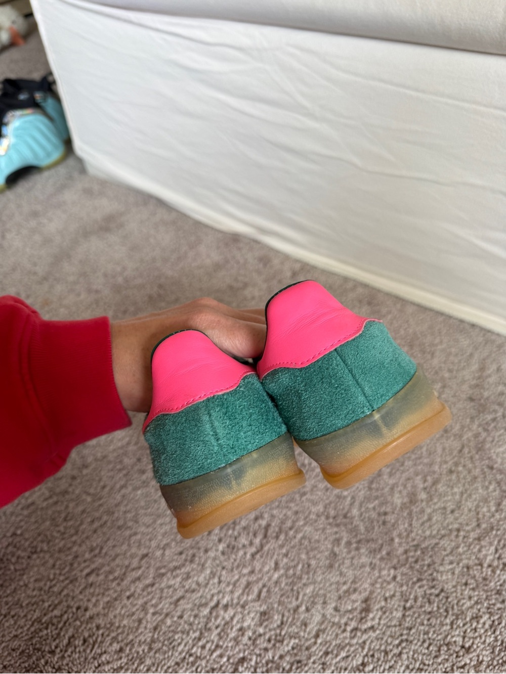 adidas Gazelle Green White Pink Suede Sneakers - Picture 5 of 15